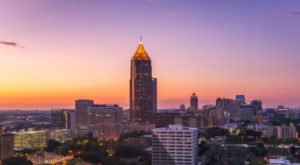 High-Rise Atlanta Skyline with beautiful colors at dusk